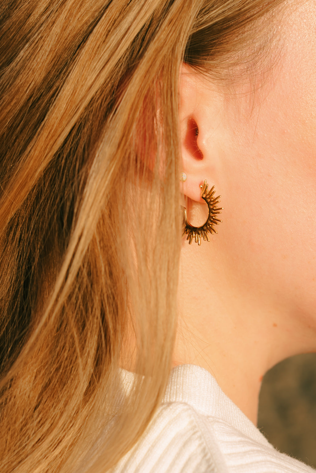 Sunburst Gold Hoop Earrings