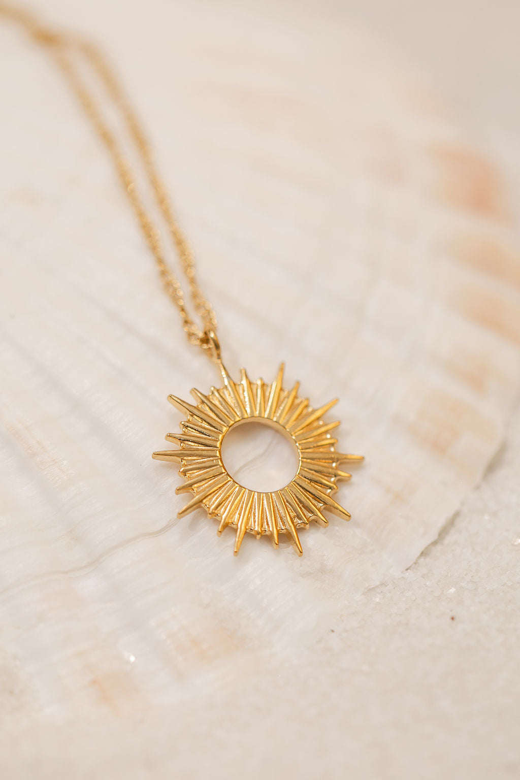 Gold Sol Burst Pendant Necklace