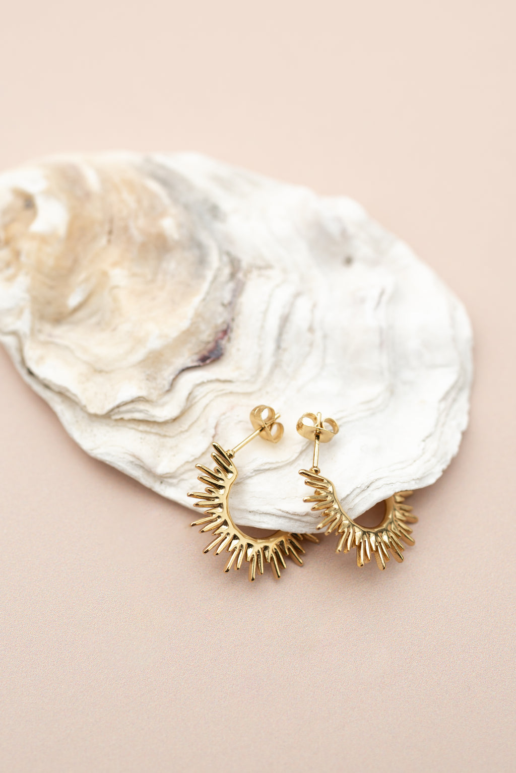 Sunburst Gold Hoop Earrings